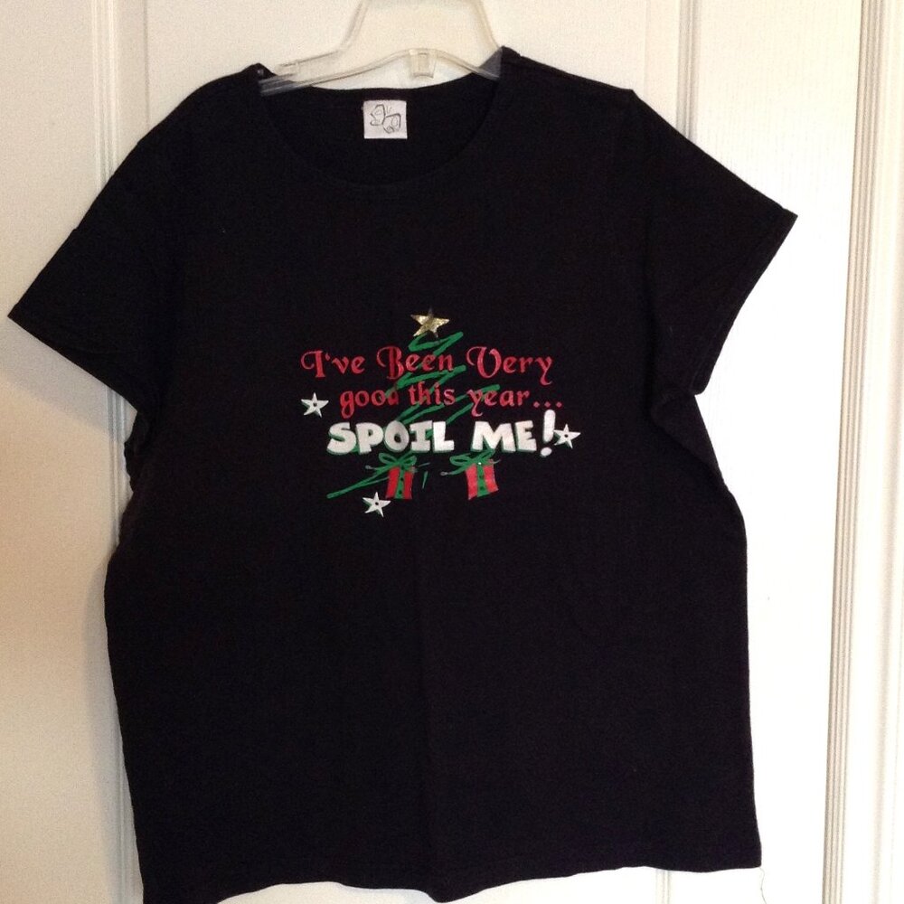 Men's Black T-Shirt Size XL ''I've Been Very Good This Year Spoil Me!' Graphic